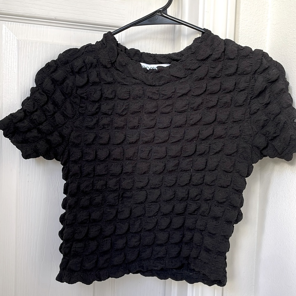 Textured Black Crop Top from Ramona